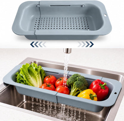 Expandable Over Sink Strainer, Adjustable Kitchen Colander, Gray