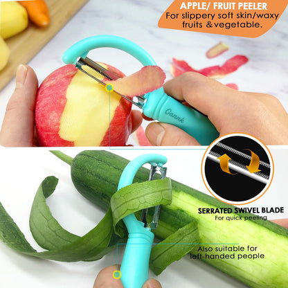 GANNK Vegetable Potato Peelers for Kitchen, Ultra Sharp Stainless Steel Blades Easy Peeling Apple Fruit Veggie Carrot Cucumber, W/Orange peeler, Dishwasher Safe