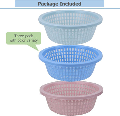 EIKS 3 Pack Small Colander, Mini Plastic Strainer Basket, Diameter 7-inch