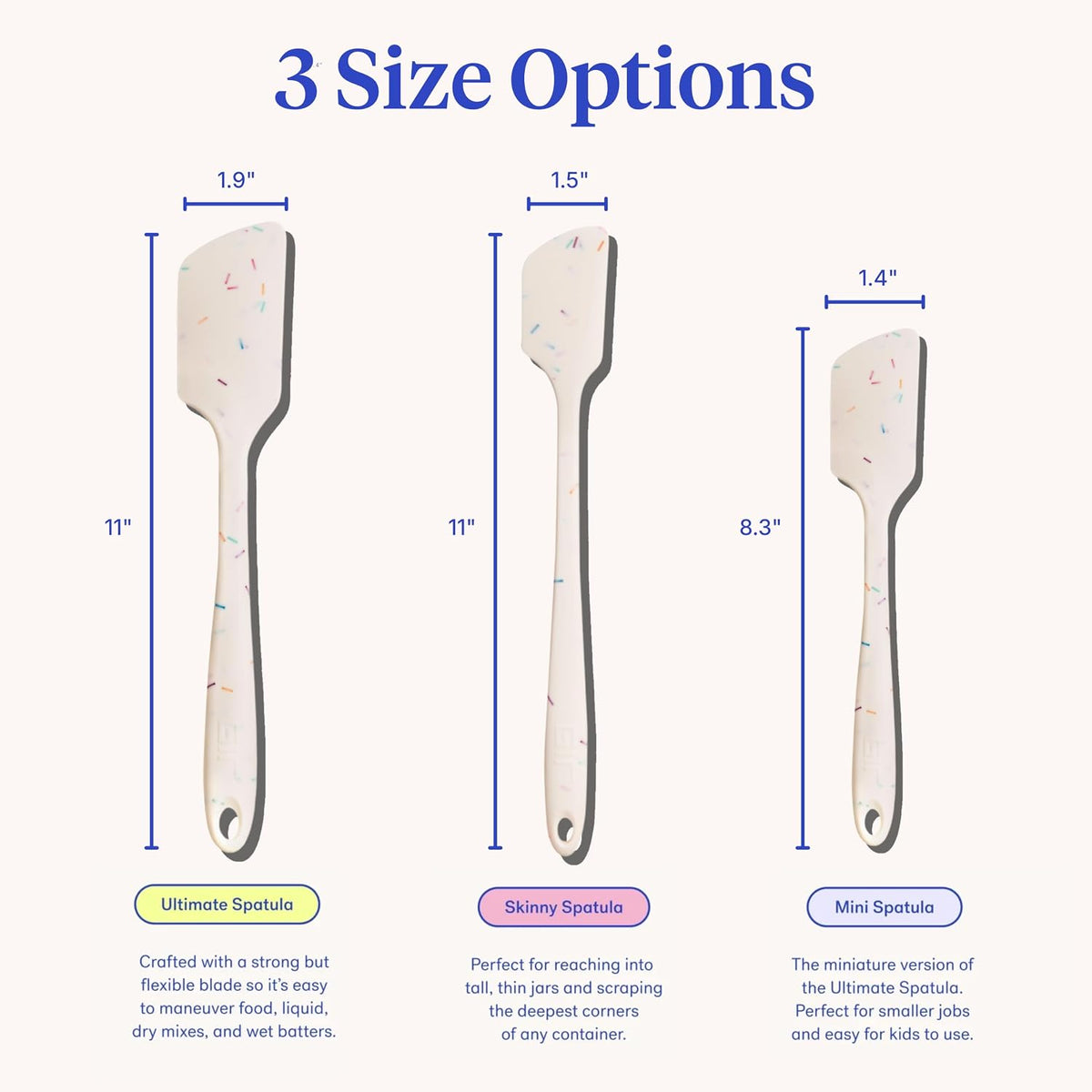 GIR: Get It Right Silicone Kitchen Spatula - Non-toxic Cooking Utensils for Nonstick Cookware, Cooking and Baking, Skinny - 11IN - Sprinkles
