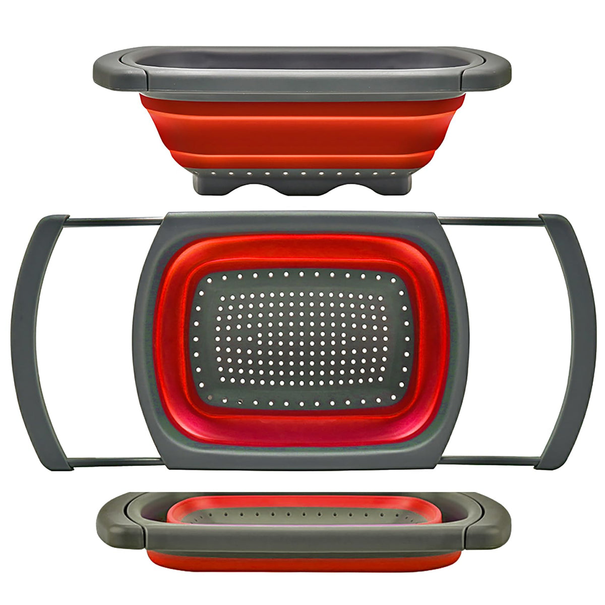 Qimh Colander collapsible, Colander Strainer Over The Sink Vegetable Fruit Strainer Basket (6 Quart) with Extendable Handles, New Kitchen Essentials