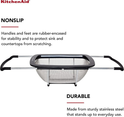 KitchenAid Expandable Stainless Steel Colander, Black