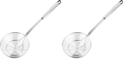 Hiware Solid Stainless Steel Spider Strainer Skimmer Ladle for Cooking and Frying, Kitchen Utensils Wire Strainer Pasta Spoon, 5.4 Inch