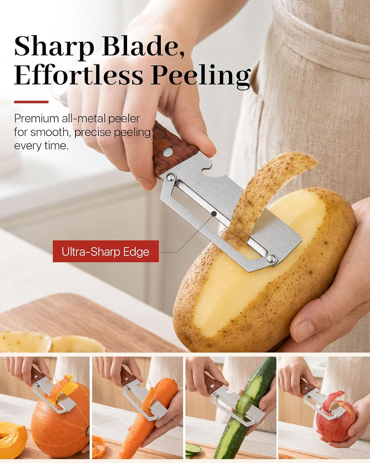 2 PCS Multifunctional Vegetable Peeler for Kitchen, 3-In-1 Stainless Steel Potato Peeler with ABS Handle and Bottle Opener, Ergonomic Handheld Peeler Knife with Hanging Hole for Fruits, Vegetables