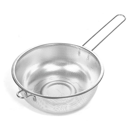Metal Fine Mesh Strainer and Colander for Kitchen with Handle, Stainless Steel Pasta Strainer/Kitchen Funnel/Collander/Sifter for Strain/Wash Vegetables, Fruits, Spaghetti, Rice (10.2＂)