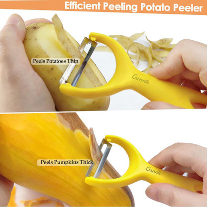 GANNK Vegetable Potato Peelers for Kitchen, Ultra Sharp Stainless Steel Blades Easy Peeling Apple Fruit Veggie Carrot Cucumber, W/Orange peeler, Dishwasher Safe