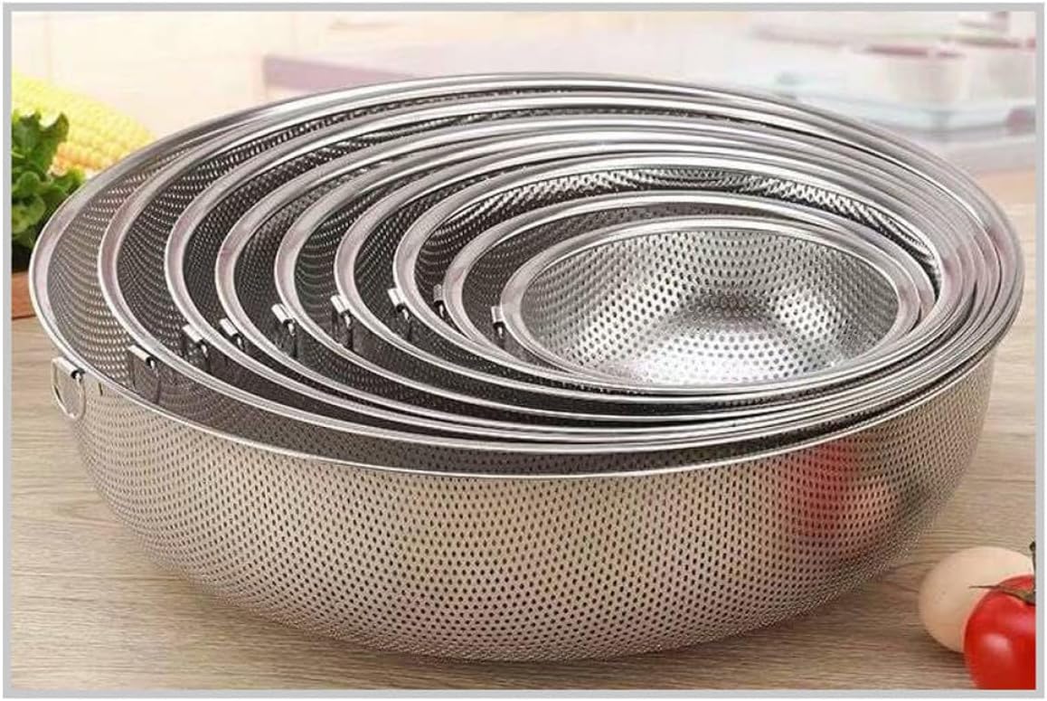 Stainless Steel Kitchen Basket and Drain Basket with Handles 25.5cm for Home Food Straining and Washing