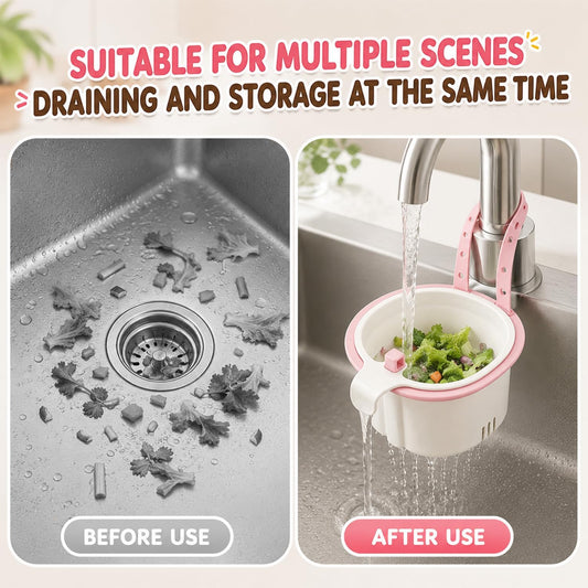 2Pcs 2026 New Cactus Kitchen Sink Strainer Basket, Hanging Sink Drain Basket, Multifunctional Hanging Sink Drain Basket, Household Kitchen Sink Food Waste Filter Basket, Green + Pink
