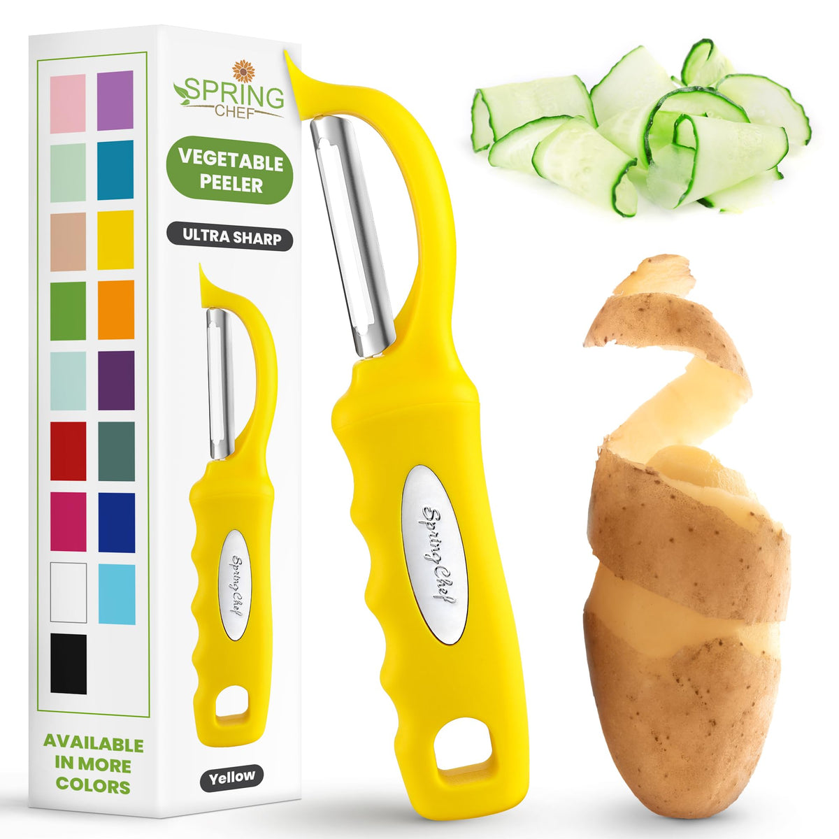 Spring Chef Swivel Vegetable Peeler with Soft Grip Handle, Pink Lemonade
