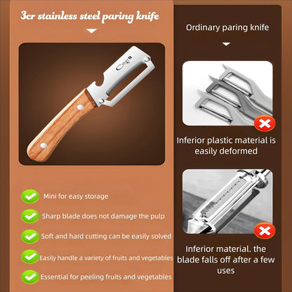Vegetable Peeler Wooden Handle Sharp Stainless Steel Blade for Fruit