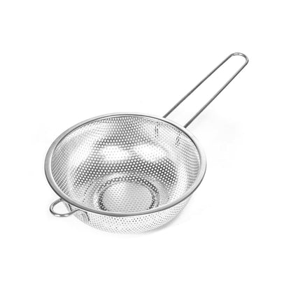 Metal Fine Mesh Strainer and Colander for Kitchen with Handle, Stainless Steel Pasta Strainer/Kitchen Funnel/Collander/Sifter for Strain/Wash Vegetables, Fruits, Spaghetti, Rice (10.2＂)