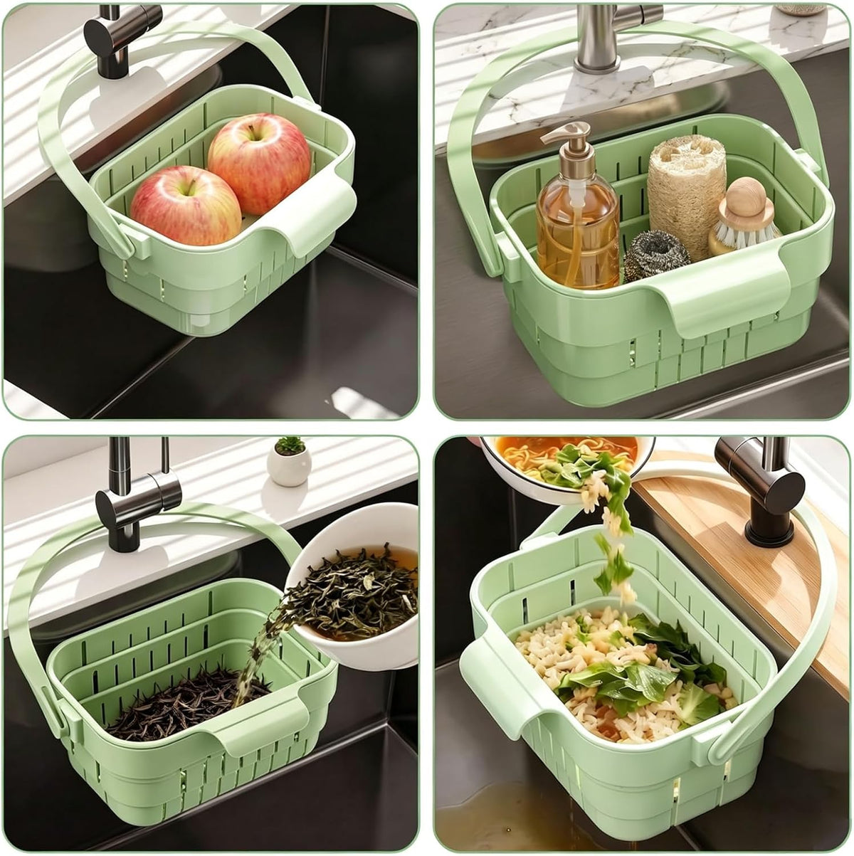 Hanging Sink Drain Basket For Kitchen, Foldable Stretchable Colander