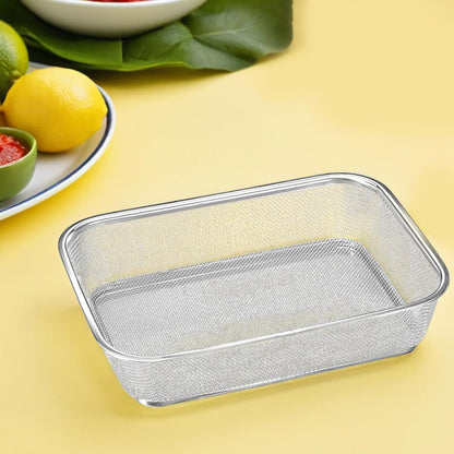 OSALADI Stainless Steel Draining Basket Multipurpose Fine Mesh Colander for Washing Fruits Vegetables and Rice Kitchen Storage Tray for Home and Restaurant Use
