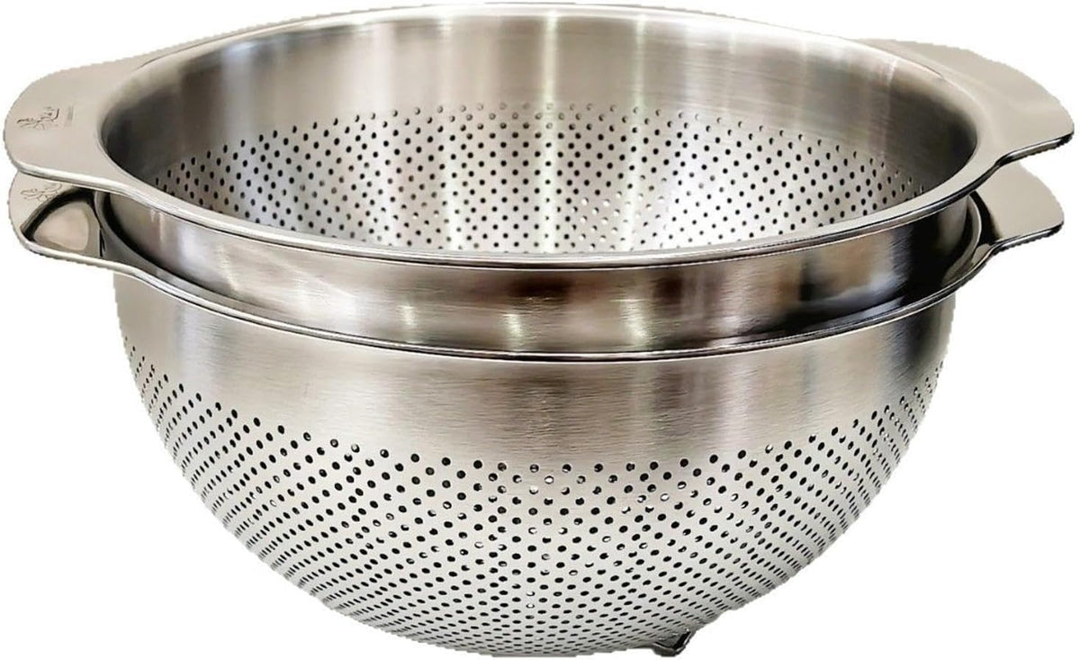 Drain Basket Stainless Steel Colander Strainer with Handle Strainer Basket Vegetable Draining Bowl Sturdy Handles Rust Resistant