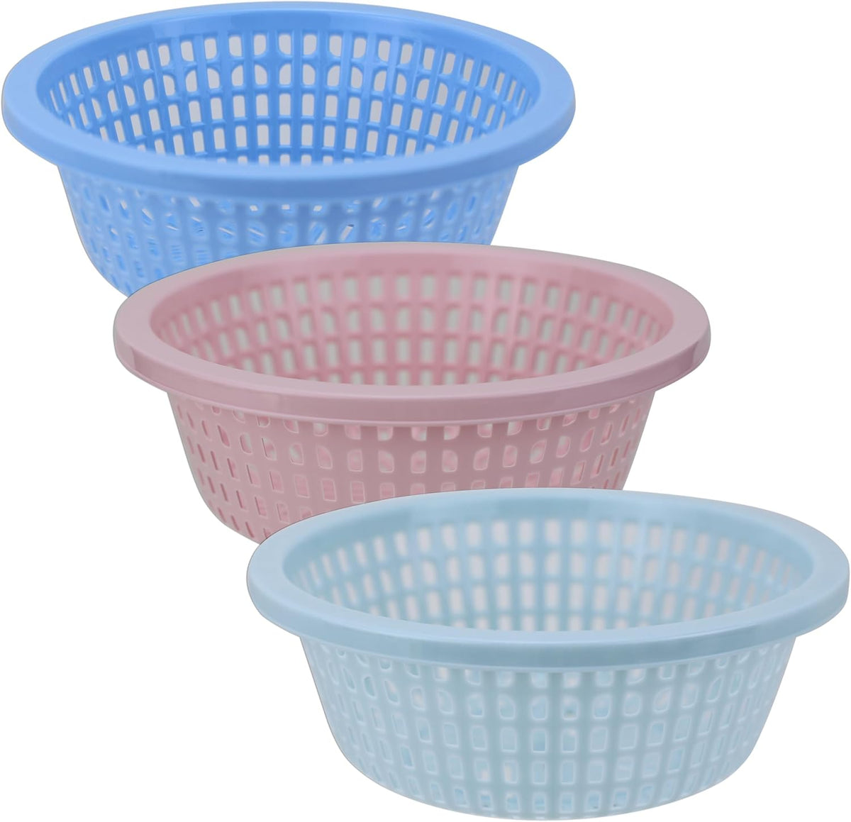 EIKS 3 Pack Small Colander, Mini Plastic Strainer Basket, Diameter 7-inch