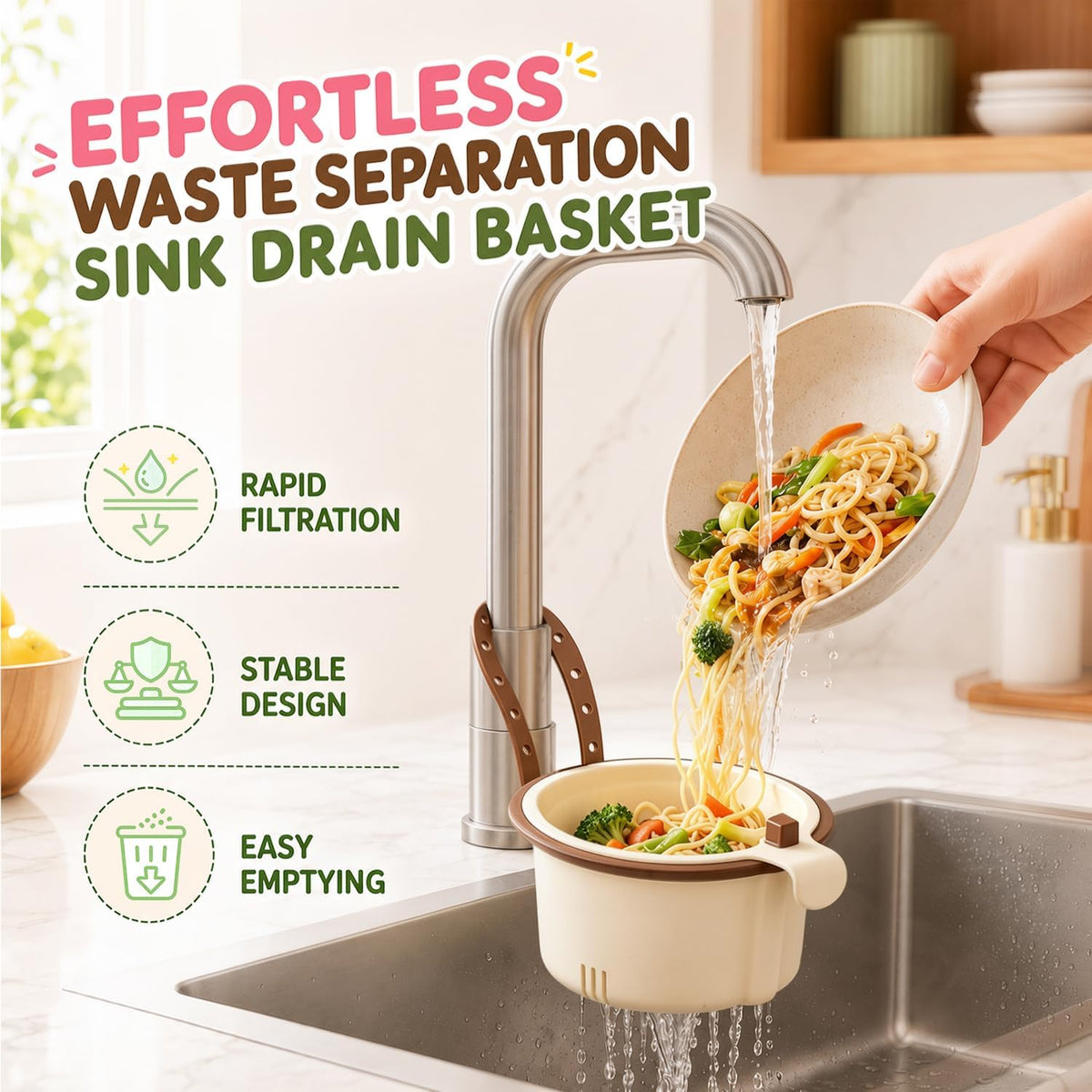 2Pcs 2026 New Cactus Kitchen Sink Strainer Basket, Hanging Sink Drain Basket, Multifunctional Hanging Sink Drain Basket, Household Kitchen Sink Food Waste Filter Basket, Green + Pink