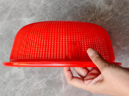4 pcs Plastic Wash Basket Round Perforated Colander Wash Vegetables and Fruits Drain Cooked Pasta Kitchen Essentials Food Strainer Basket Strainer Kitchen red