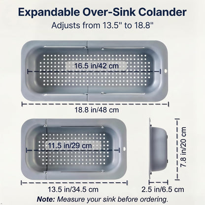 Expandable Over Sink Strainer, Adjustable Kitchen Colander, Gray