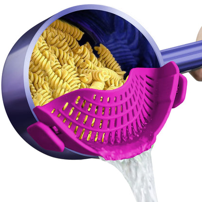 AUOON Clip On Strainer Silicone for All Pots, Standard 8.86 x 3.55in, Black