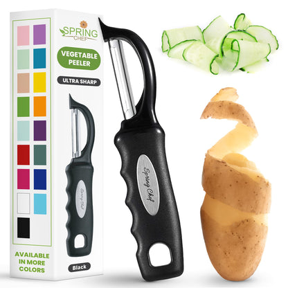Spring Chef Swivel Vegetable Peeler with Soft Grip Handle, Pink Lemonade