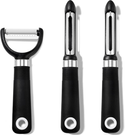 Rainspire 3-Piece Peeler Set, Premium Swivel Vegetable Peeler, Kitchen Gadgets Apple Peeler Potato Peeler Veggie Peeler Fruit Peeler, Dishwasher Safe Kitchen Accessories, Black