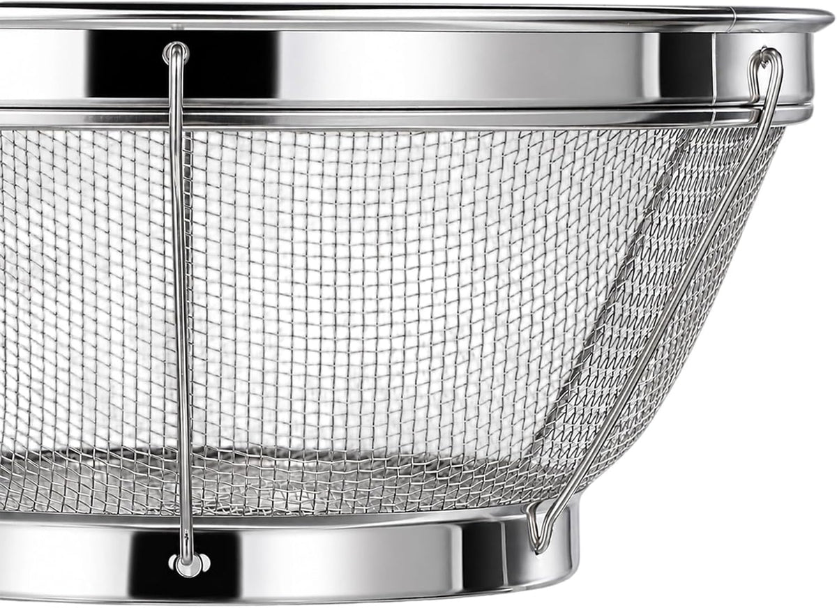 Rice Strainer Fine Mesh, Stainless Steel Colander Fine Mesh Strainer for Pasta, Rice, Fruit, Metal Net Baskets for Strain, Drain, Rinse or Steam
