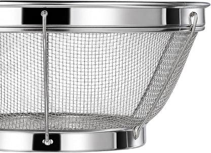 Rice Strainer Fine Mesh, Stainless Steel Colander Fine Mesh Strainer for Pasta, Rice, Fruit, Metal Net Baskets for Strain, Drain, Rinse or Steam