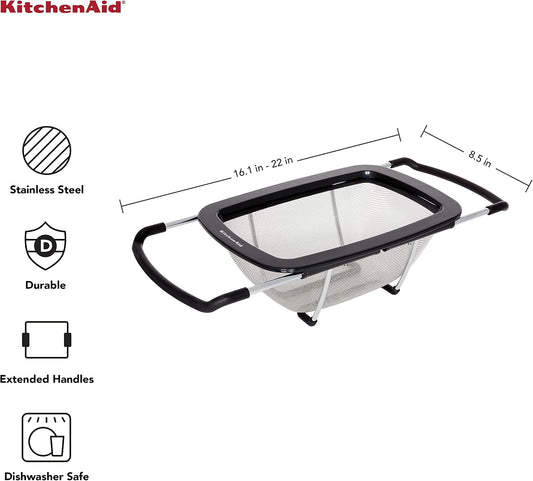 KitchenAid Expandable Stainless Steel Colander, Black