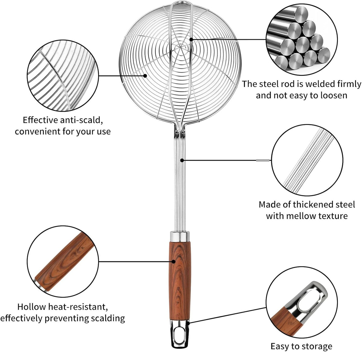 ChefBee 5.3" Stainless Steel Spider Strainer for Frying & Pasta