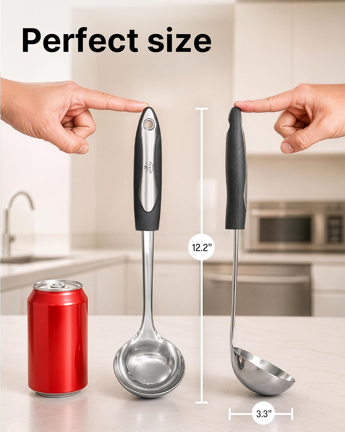 Zulay Kitchen Premium Soup Ladle - 12" Stainless Steel with Non-Slip Silicone Handle