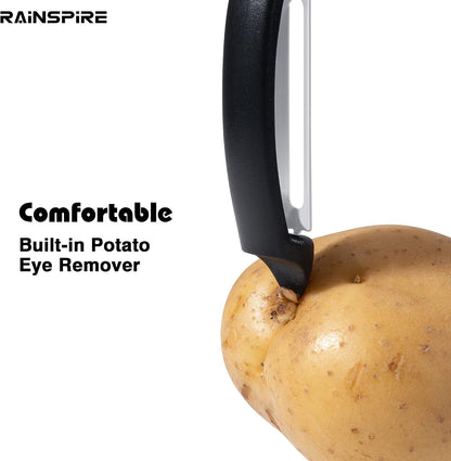 Rainspire 3-Piece Peeler Set, Premium Swivel Vegetable Peeler, Kitchen Gadgets Apple Peeler Potato Peeler Veggie Peeler Fruit Peeler, Dishwasher Safe Kitchen Accessories, Black