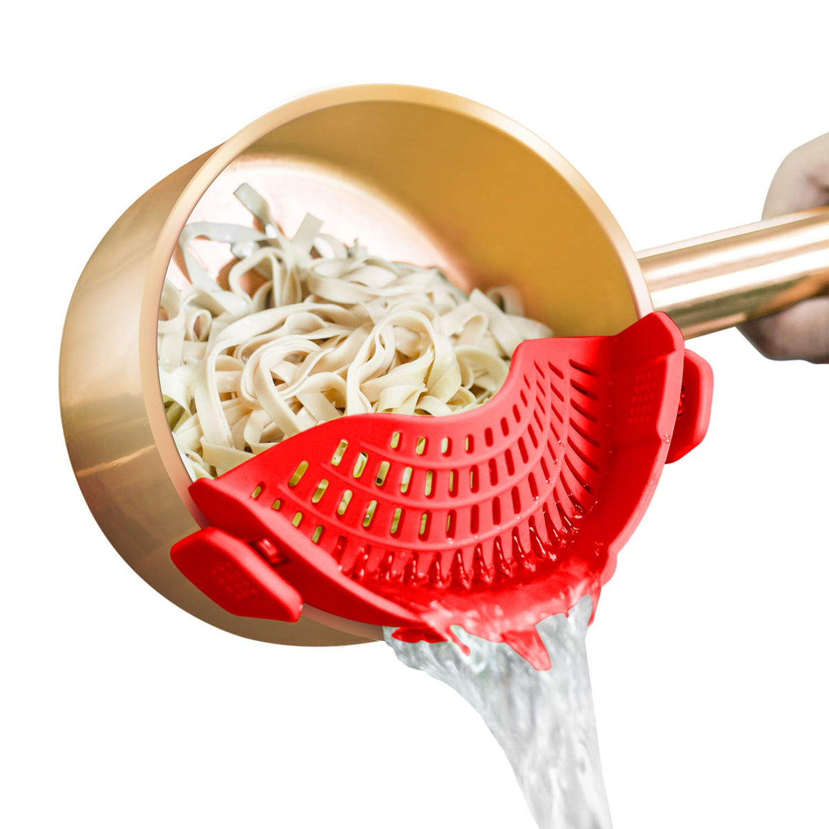 AUOON Clip On Strainer Silicone for All Pots, Standard 8.86 x 3.55in, Black