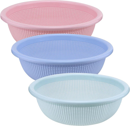 EIKS 3 Pack Plastic Colander Baskets Mesh Sieve, 10-inch Diameter
