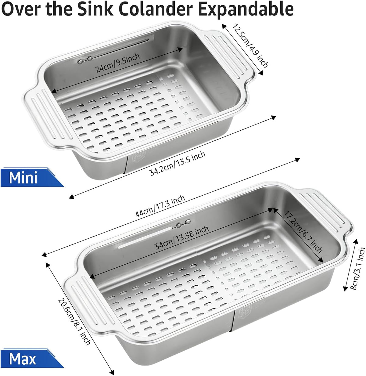 4 In 1 Collapsible Colander for Kitchen,304 Stainless Steel