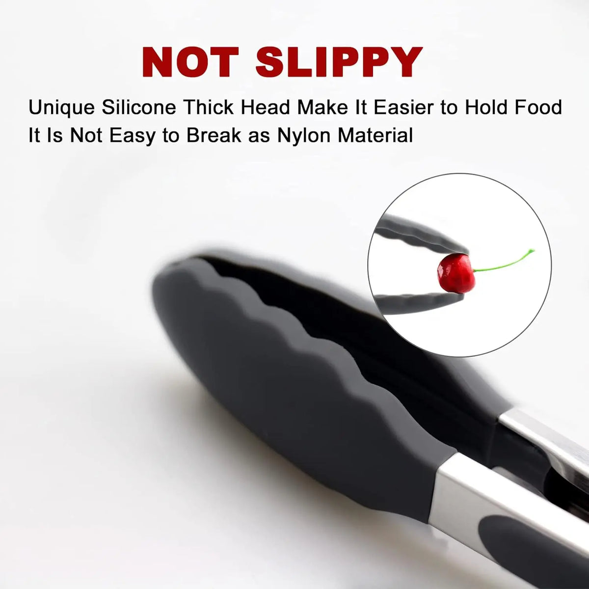 Kitchen Tongs with Silicone Tips - Stainless Steel tongs for cooking - 9" and 12" Tongs With Silicone Rubber Non Slip Grips, Heat Resistant Metal Tongs.