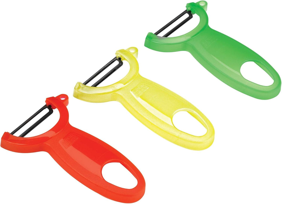 Kuhn Rikon Original Swiss Translucent Peeler Set, 4-Inch, Red/Green/Yellow