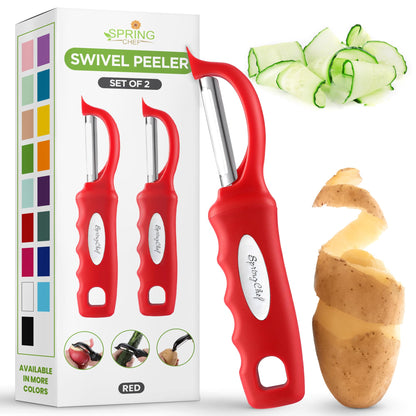 Spring Chef Swivel Vegetable Peeler with Soft Grip Handle, Pink Lemonade