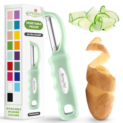 Spring Chef Swivel Vegetable Peeler with Soft Grip Handle, Pink Lemonade