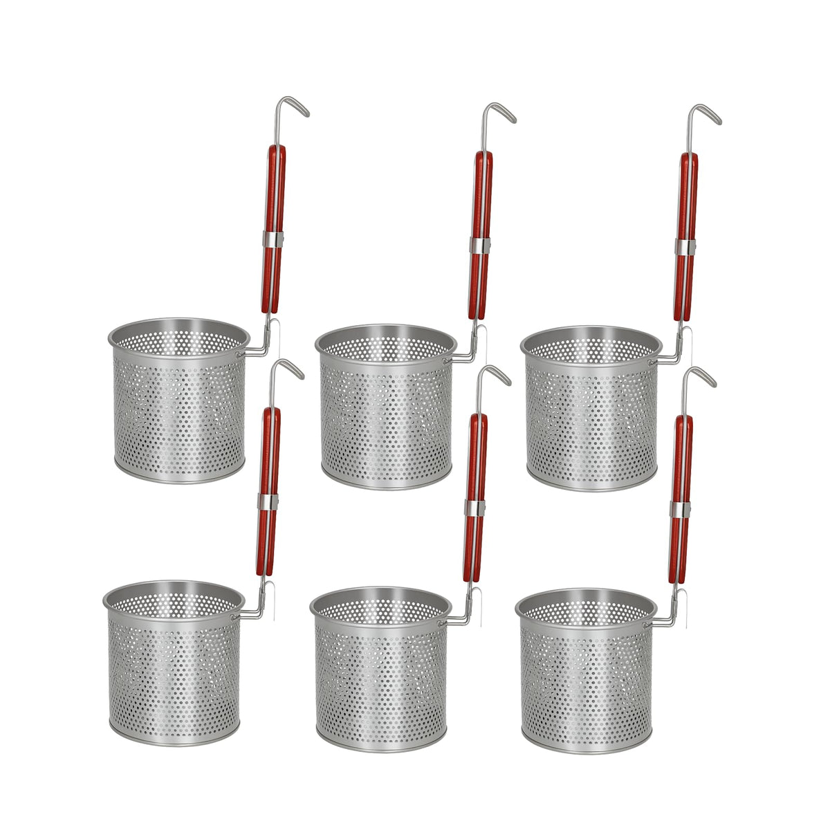 3PCs Mesh Pasta Basket Food Strainer Insert For Pot, Colander with Round Wooden Handle Stainless Steel Mesh Spider Strainer for Pasta Noodles Dumpling Vegetable