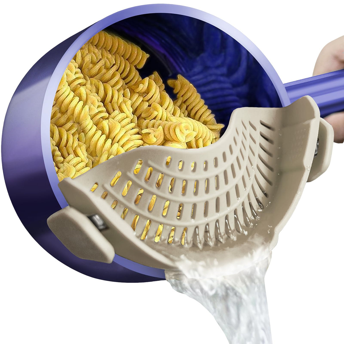 AUOON Clip On Strainer Silicone for All Pots, Standard 8.86 x 3.55in, Black