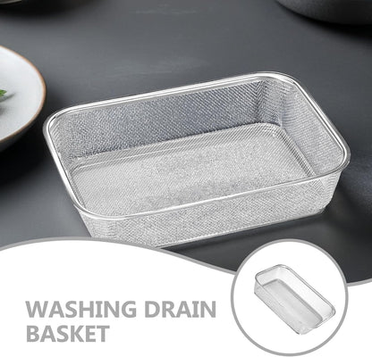 Stainless Steel Drain Basket Fine Mesh Vegetable Washing Basket Fruit Draining Kitchen Sieve for Rinsing Produce 13.38 X 9.84 X 3.14 in 1 X Draining