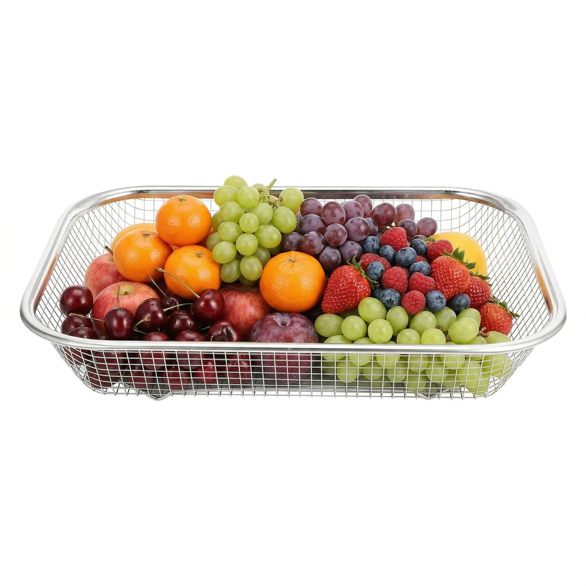 Ipetboom Stainless Steel Drain Basket Fruit and Vegetable Washing Basket Rectangular Kitchen Sink Strainer Mesh Colander for Rinsing Draining and Storage 12.99 X 9.44 X 2.75 in