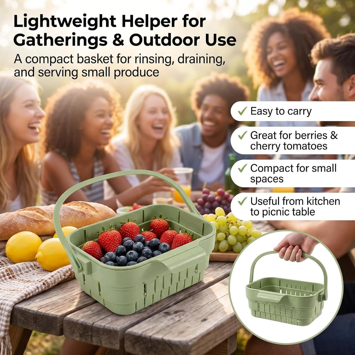 Foldable Hanging Sink Drain Basket – Stretchable Kitchen Colander with Flip Cover, Space-Saving Food Strainer & Multi-Functional Faucet Storage Rack, Draining for Fruits, Vegetables, Utensils (Green)