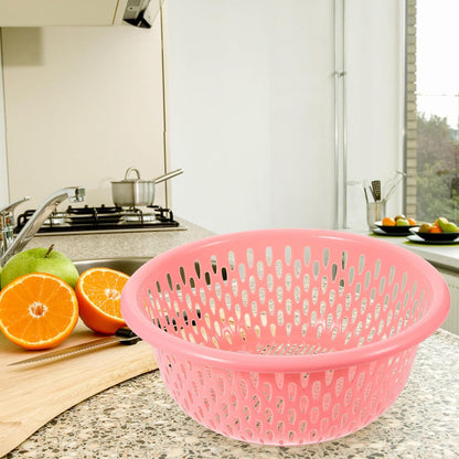 3pcs Plastic Kitchen Colander Set Fruit and Vegetable Washing Basket Strainer over Sink Drainer Food Storage Basket for Home Use Random Color