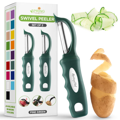 Spring Chef Swivel Vegetable Peeler with Soft Grip Handle, Pink Lemonade