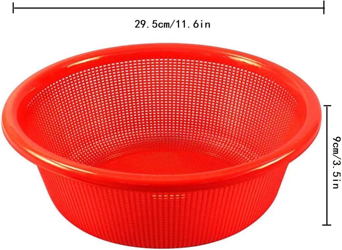 4 pcs Plastic Wash Basket Round Perforated Colander Wash Vegetables and Fruits Drain Cooked Pasta Kitchen Essentials Food Strainer Basket Strainer Kitchen red