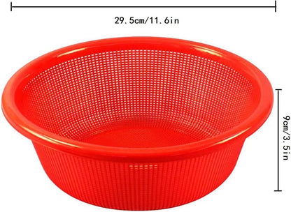 4 pcs Plastic Wash Basket Round Perforated Colander Wash Vegetables and Fruits Drain Cooked Pasta Kitchen Essentials Food Strainer Basket Strainer Kitchen red
