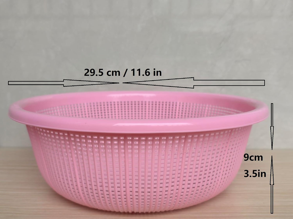 4 pcs Plastic Wash Basket Round Perforated Colander Wash Vegetables and Fruits Drain Cooked Pasta Kitchen Essentials Food Strainer Basket Strainer Kitchen pink