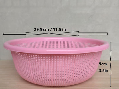4 pcs Plastic Wash Basket Round Perforated Colander Wash Vegetables and Fruits Drain Cooked Pasta Kitchen Essentials Food Strainer Basket Strainer Kitchen pink
