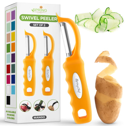 Spring Chef Swivel Vegetable Peeler with Soft Grip Handle, Pink Lemonade